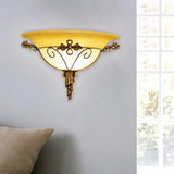 Retro Style Wall Mount Lamp - 1-Light Cream Glass Sconce In White/Beige Beige