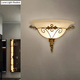 Retro Style Wall Mount Lamp - 1-Light Cream Glass Sconce In White/Beige