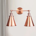Retro Style Wall Sconce With Black/Copper Shade - Ideal For Restaurants 2 Lights Metal Fixture