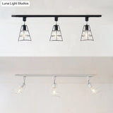Retro Style Wire Cage Ceiling Light With Conical Shade - Rotatable Black/White Metal Shopify