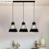 Retro Stylish Black Finish Metal Pendant Lighting With 3 Light Fixtures For Badminton Theme
