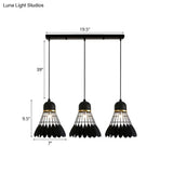 Retro Stylish Black Finish Metal Pendant Lighting With 3 Light Fixtures For Badminton Theme