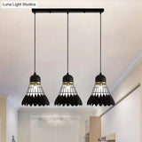 Retro Stylish Black Finish Metal Pendant Lighting With 3 Light Fixtures For Badminton Theme