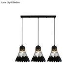 Retro Stylish Black Finish Metal Pendant Lighting With 3 Light Fixtures For Badminton Theme