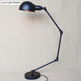 Retro Swing Arm Bedroom Desk Light With Dome Shade - Stylish Metal Design 1 Black/Brass