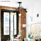 Retro Twist Arm Semi Flush Mount Ceiling Light - 3/5-Head Stylish Kitchen Lighting In Black/White