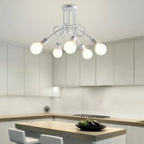 Retro Twist Arm Semi Flush Mount Ceiling Light - 3/5-Head Stylish Kitchen Lighting In Black/White 5