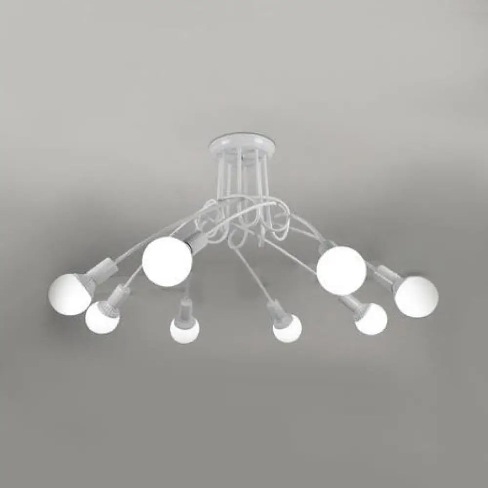 Retro Twist Arm Semi Flush Mount Ceiling Light - 3/5-Head Stylish Kitchen Lighting In Black/White 8