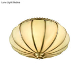 Retro White Glass Sphere Flush Mount Ceiling Light Fixture - 3 Brass Heads Ideal For Bedroom
