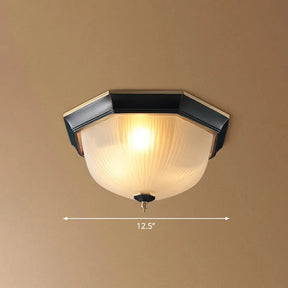 Retro White Ribbed Glass Flush Mount Ceiling Light For Hallway 2 /