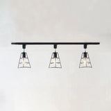 Retro Wire Cage Semi Flush Ceiling Light With Rotatable Conical Shade Black/White Metal Black