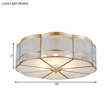 Ribbed Glass Gold Ceiling Flush Mount Lamp - Clover Design With 3/4 Heads Available In 14’ Or