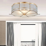 Ribbed Glass Gold Ceiling Flush Mount Lamp - Clover Design With 3/4 Heads Available In 14’ Or