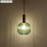 Ribbed Glass Hanging Light: Modern Bottle Shape 1-Bulb Pendant For Dining Room
