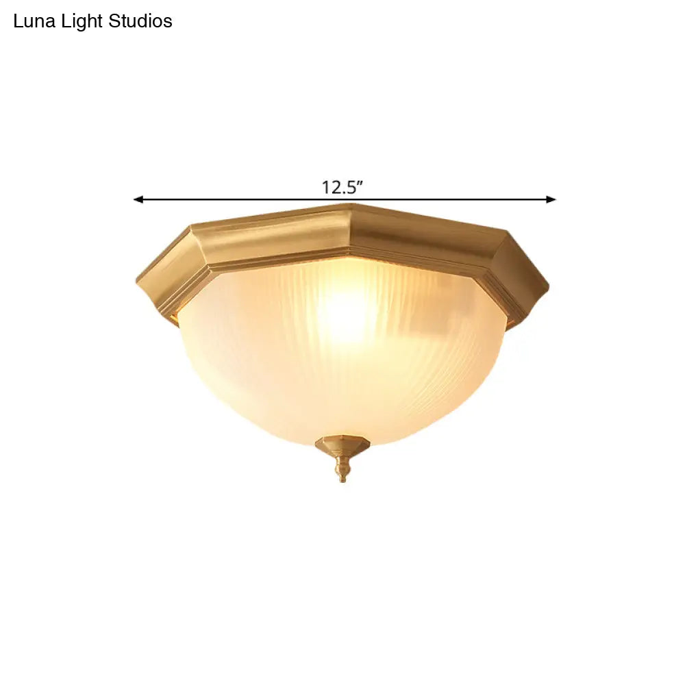 Ridged Dome Flush Mount Ceiling Fixture In Cottage Cream Glass - 12.5’/15’ Wide 2/3 - Head