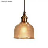 Ridged Glass Pendant Light - Traditional Cup Shape For Balcony And Kitchen