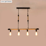 Rijl Al Awwa - Open 4 Lights Rope Chandelier Factory Black Finish Bulb Restaurant Pendant Light