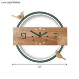 Ring Led Sconce Light With Wooden Clock | Bird Deco Kids Acrylic Wall Lamp