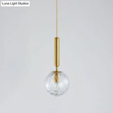 Ripple Glass Ball Pendant Lamp - Postmodern Gold Finish Ceiling Light