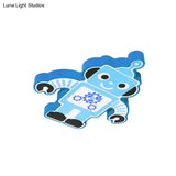 Robot Kinder Lamp - Led Cartoon Flush Mount Fixture In Yellow/Blue/Green