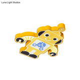 Robot Kinder Lamp - Led Cartoon Flush Mount Fixture In Yellow/Blue/Green