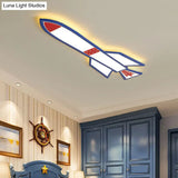 Rocket Child Room Led Flush Mount Ceiling Light In Blue - Simplicity And Acrylic Design / 31 White