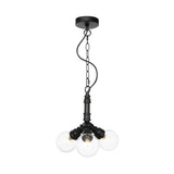 Rolande - Industrial Black Clear Glass Led Suspension Light / C