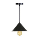Roll-Edged Conical Iron Pendant Lamp In Pink/Blue/Grey - Loft Style For Single Dining Room Black