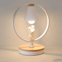 Romantic Couple Ring Table Light: 1-Head Metal Desk Lamp For Bedroom White