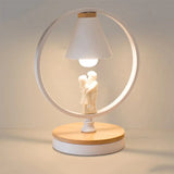 Romantic Couple Ring Table Light: 1-Head Metal Desk Lamp For Bedroom White