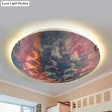Romantic Glass Ceiling Lamp- Kindergarten Sunset Flush Mount Light With Multi-Color Glow
