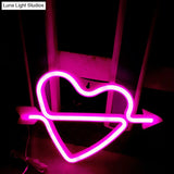 Romantic Led Night Light With White Arrow And Loving Heart Design - Perfect For Girls Room!
