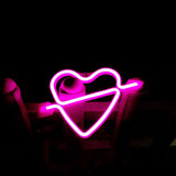 Romantic Led Night Light With White Arrow And Loving Heart Design - Perfect For Girls Room! /