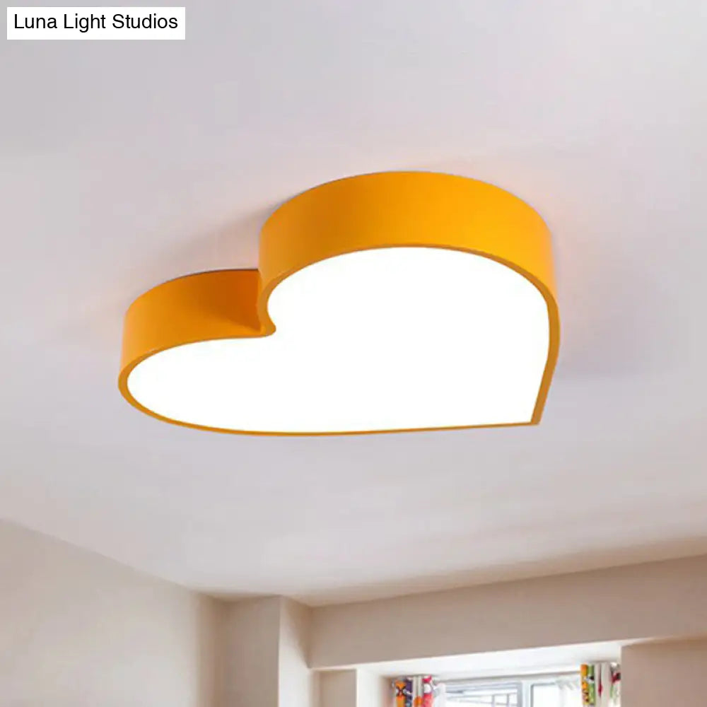 Romantic Loving Heart Flush Mount Ceiling Light - Acrylic Cartoon Design Led Ideal For Bedrooms