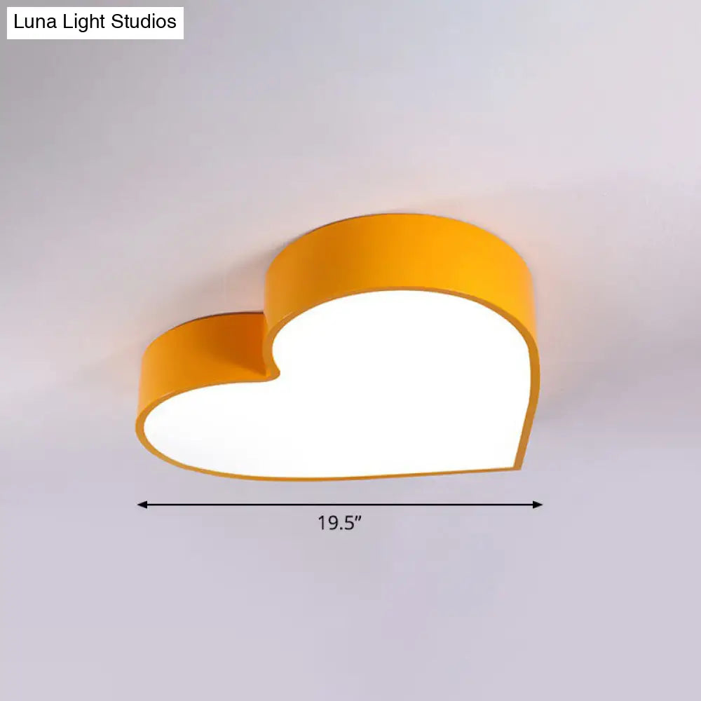 Romantic Loving Heart Flush Mount Ceiling Light - Acrylic Cartoon Design Led Ideal For Bedrooms