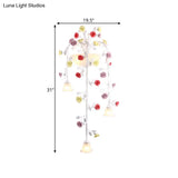 Romantic Pastoral Draped Sconce Lamp - White Glass Wall Mounted Light With Colorful Flower Accent (5