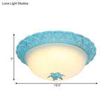 Romantic Pastoral Milky Glass Led Ceiling Lamp - Domed Bedroom Flush Mount Choice Of 16’/19.5’