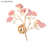 Romantic Red/White/Pink Rose Blossom Sconce With 2 Lights - Ceramic Wall Mount Lamp For Hotels