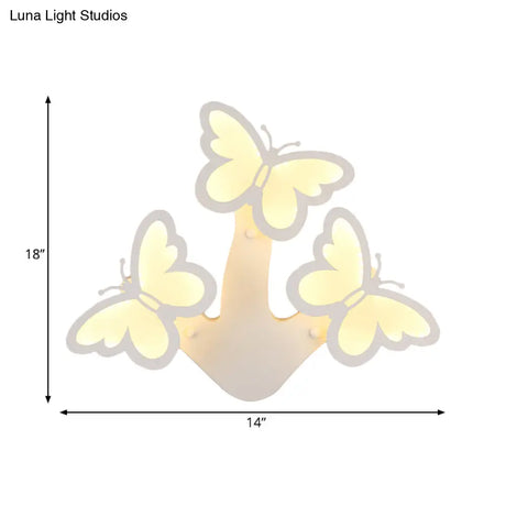 Romantic White Acrylic Butterfly Wall Light For Foyer And Living Room