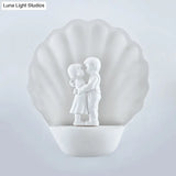 Romantic White Shell Plaster Sconce Lighting For Study Room
