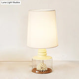 Rosaria - Pastoral Fabric Barrel Restaurant Table Lighting With Dried Flower And