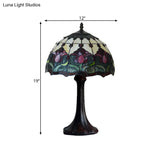 Rosaria - Tiffany Style Stained Glass Flower Patterned Table Light: Bronze Night