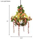 Rose Chandelier Led Rust Hanging Light Industrial Style 6 Bulbs- Candle Restaurant