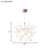 Rose Gold Acrylic Tree Branch Pendant Light With Led - Modern Ceiling Chandelier