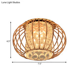 Rose Gold Lantern Cage Led Flushmount Ceiling Light: Cylindrical Bubble Crystal For Simple Corridors