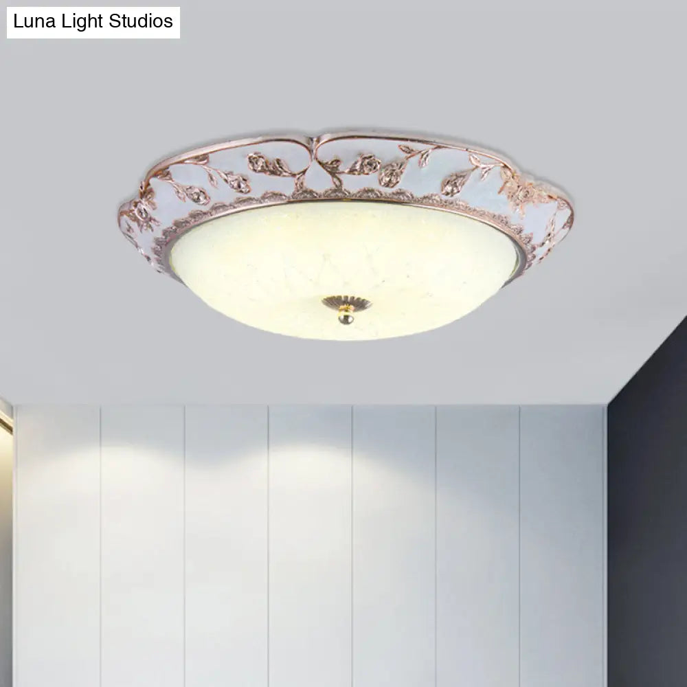 Rose Gold Led Ceiling Mounted Flushmount Lighting With Korea Country Domed White Glass