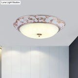 Rose Gold Led Ceiling Mounted Flushmount Lighting With Korea Country Domed White Glass