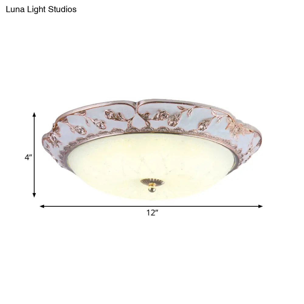 Rose Gold Led Ceiling Mounted Flushmount Lighting With Korea Country Domed White Glass