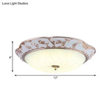Rose Gold Led Ceiling Mounted Flushmount Lighting With Korea Country Domed White Glass