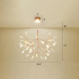 Rose Gold Led Leaf Chandelier: Stainless Steel Minimalist Hanging Lamp For Restaurants / 19.5’